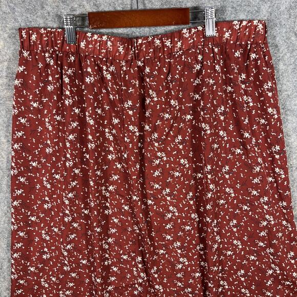 Shein Curve 2XL Red Wide Leg Pants Floral Cross Over Style Drawstring Open Sides - Picture 2 of 10